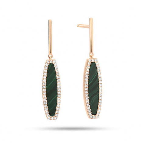 Boucles d'oreilles Malachite et Diamants