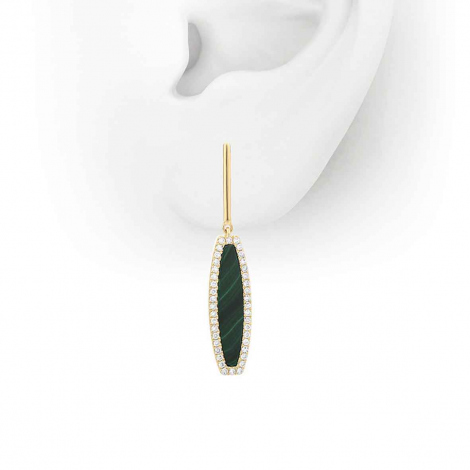 Boucles d'oreilles Malachite et Diamants