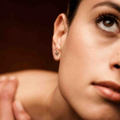 Boucles d'oreilles manchette croix Spinelles 