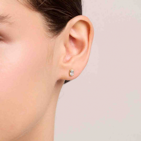 Boucles d'oreilles ovales Or Topaze bleue