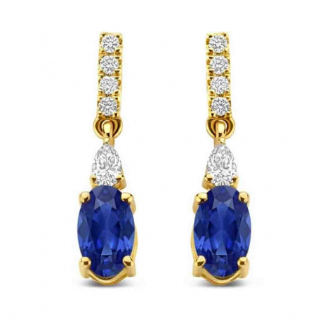 Boucles d'oreilles pendantes Saphirs et Diamants à combiner
