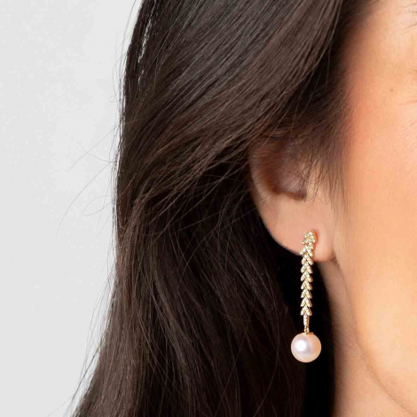 (2) Boucles d'oreilles perles Akoya et Diamants