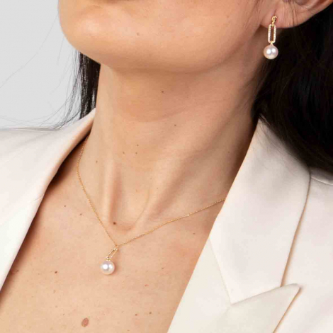 Boucles d'oreilles perles Akoya et Diamants