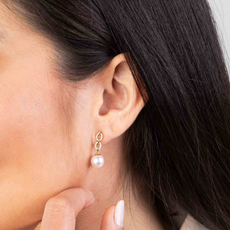 Boucles d'oreilles perles Akoya et Diamants