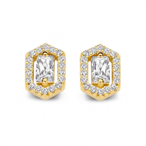 Boucles d'oreilles plaqu or jaune zirconium - Naiomy