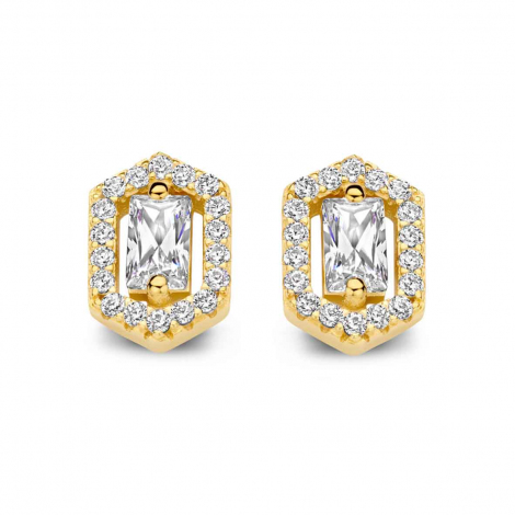 Boucles d'oreilles plaqu or jaune zirconium - Naiomy  combiner