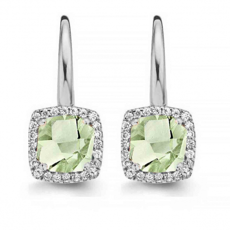 Boucles d'oreilles Prasiolite et diamants - One More