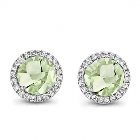 Boucles d'oreilles Prasiolite et diamants - One More