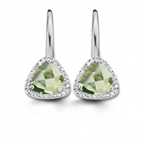  Boucles d'oreilles prasiolite et diamants- One More