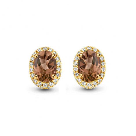  Boucles d'oreilles quartz fum et diamants One More