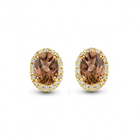  Boucles d'oreilles quartz fum et diamants One More