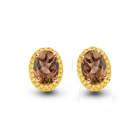Boucles d'oreilles quartz fum et saphir jaune - One More