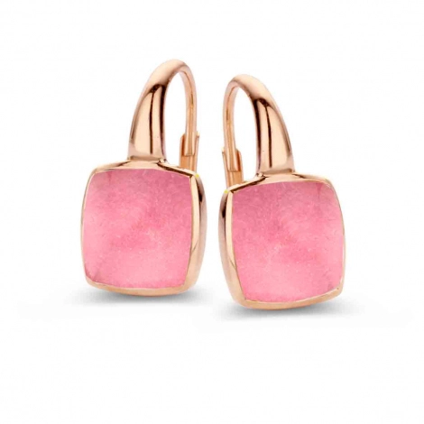 Boucles d'oreilles quartz & rhodochrosite sur nacre One More