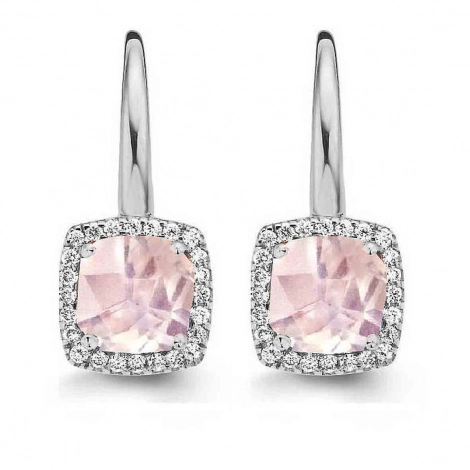 Boucles d'oreilles Quartz Rose et diamants - One More
