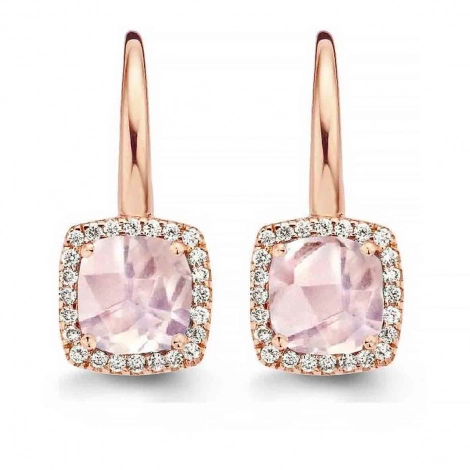 Boucles d'oreilles Quartz Rose et diamants - One More