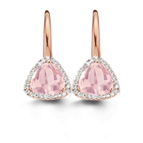 Boucles d'oreilles quartz rose et diamants- One More  combiner