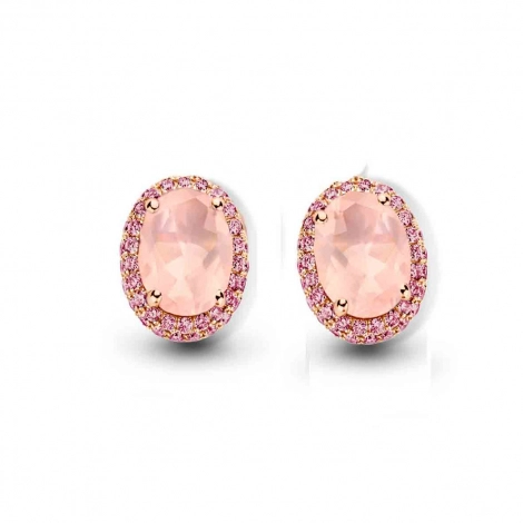 Boucles d'oreilles quartz rose et saphir rose - One More