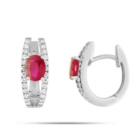 Boucles D'oreilles En Argent 925 Avec 4 Rubis - Forme Grappe - Modèle BO-AR-43 - Neuf Avec étiquettes