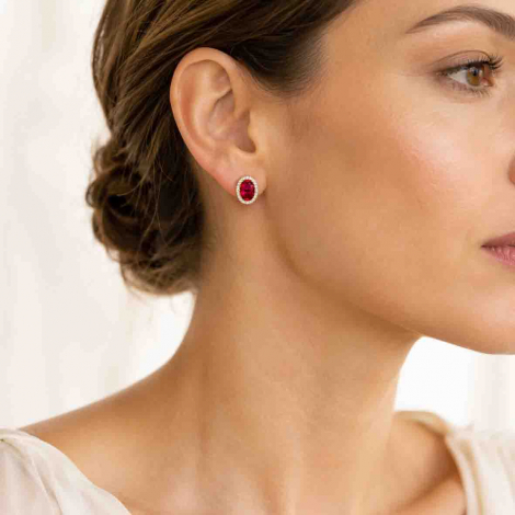 Boucles d'oreilles Rubis et Diamants de Laboratoire