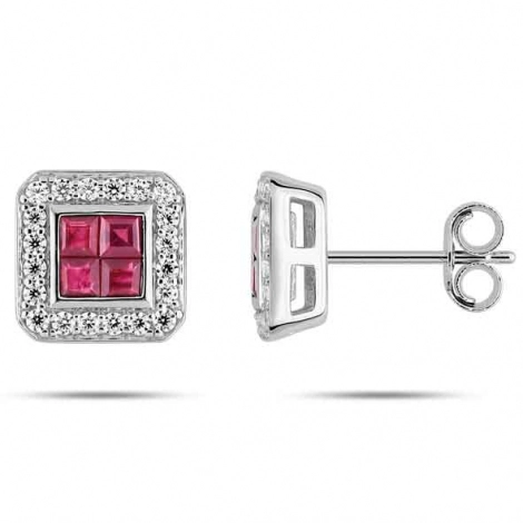 Boucles d'Oreilles Rubis et Zirconium