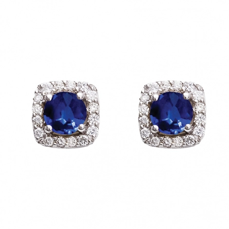 Boucles d'oreilles saphir diamants One More