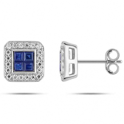 Boucles d'Oreilles Saphir et Zirconium