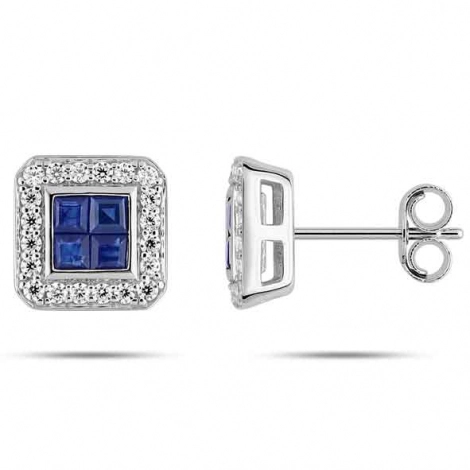Boucles d'Oreilles Saphir et Zirconium