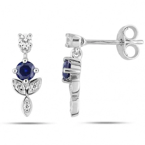Boucles d'Oreilles Saphir et Zirconium