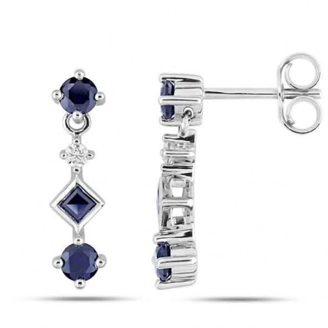 Boucles d'Oreilles Saphir et Zirconium