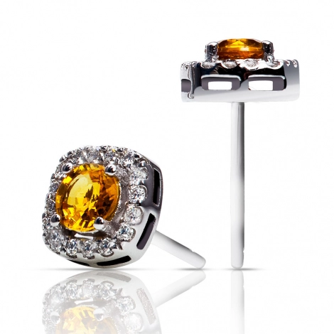 Boucles d'oreilles saphir jaune et diamants One More