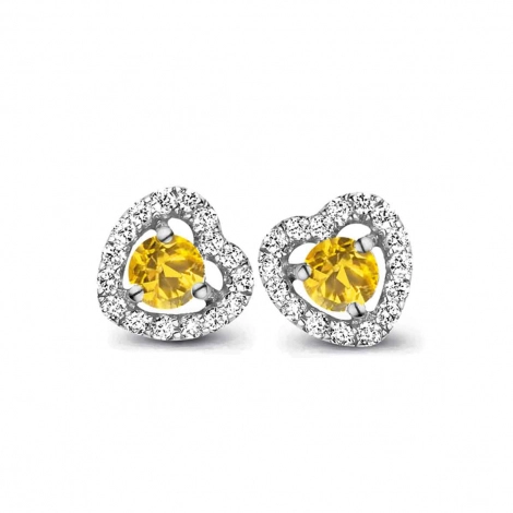Boucles d'oreilles saphir jaune et diamants One More
