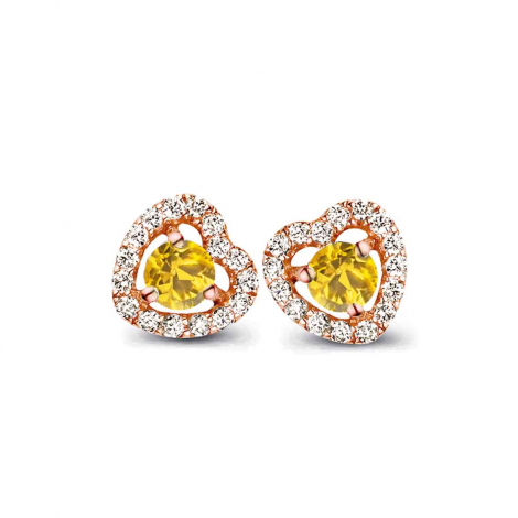 Boucles d'oreilles saphir jaune et diamants One More
