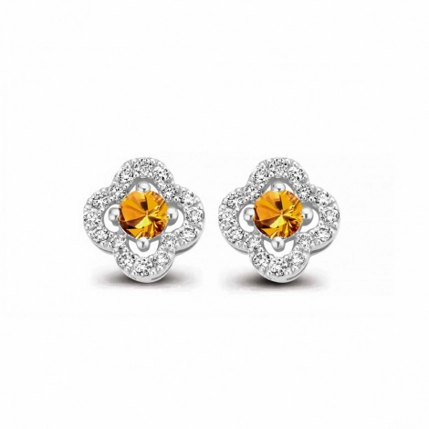 Boucles d'oreilles Saphir orange et diamants One More
