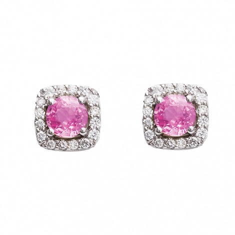 Boucles d'oreilles saphir rose et diamants One More