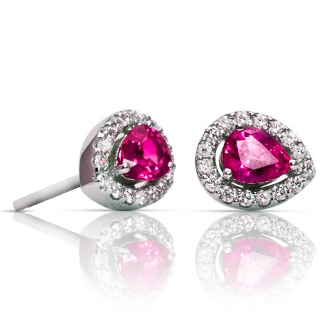Boucles d'oreilles saphir rose et diamants One More