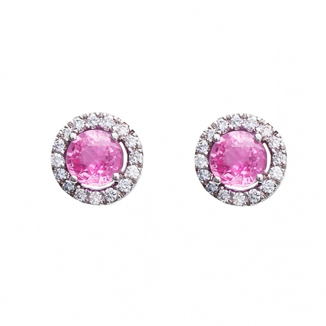 Boucles d'oreilles saphir rose et diamants One More
