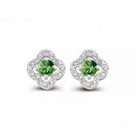 Boucles d'oreilles saphir vert et diamants One More