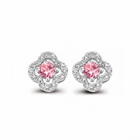 Boucles d'oreilles Saphir Rose et diamants One More