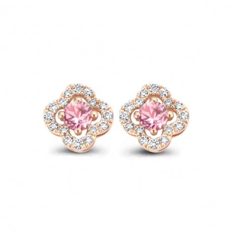 Boucles d'oreilles Saphir Rose et diamants One More