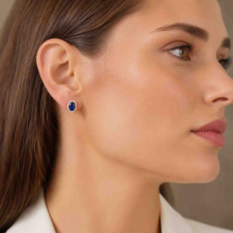 Boucles d'Oreilles Saphirs et Diamants de laboratoire