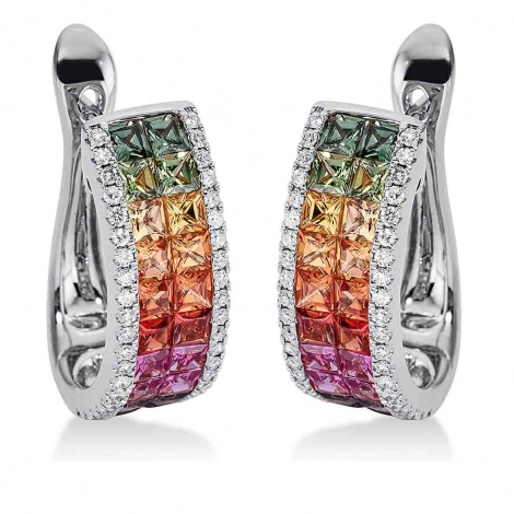 Boucles d'Oreilles Saphirs Rainbow