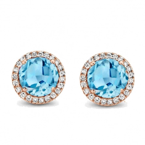 Boucles d'oreilles Topaze Swiss Blue et diamants - One More