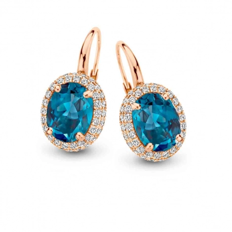 Boucles d'oreilles topaze London Blue et diamants  One More