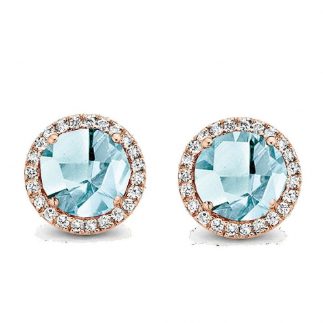Boucles d'oreilles Topaze Sky Blue et diamants - One More