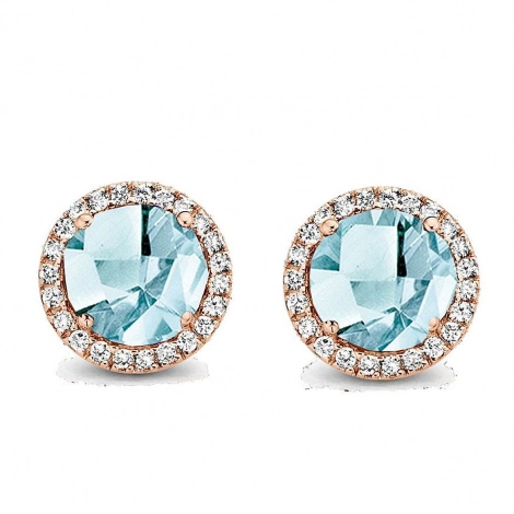 Boucles d'oreilles Topaze Sky Blue et diamants - One More