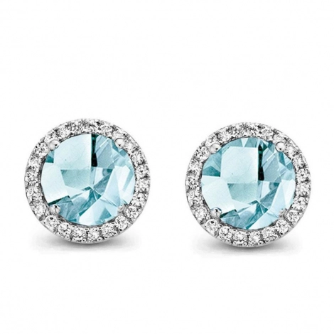Boucles d'oreilles Topaze Sky Blue et diamants - One More
