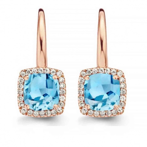 Boucles d'oreilles Topaze Swiss Blue et diamants - One More