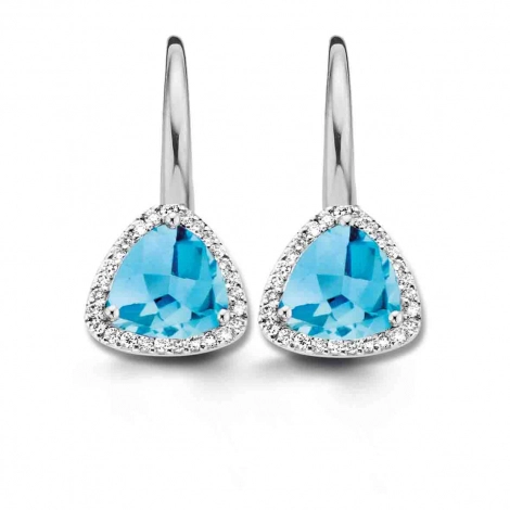 Boucles d'oreilles topaze Swiss Blue et diamants- One More
