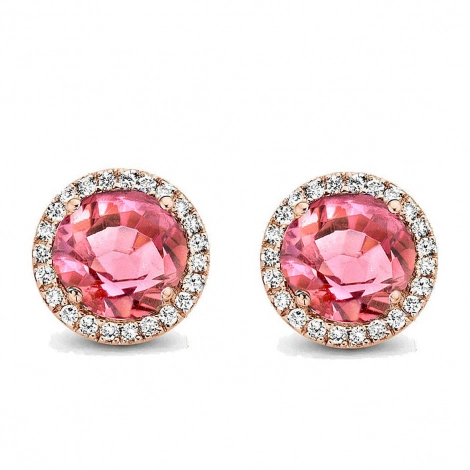 Boucles d'oreilles Tourmaline Rose et diamants - One More
