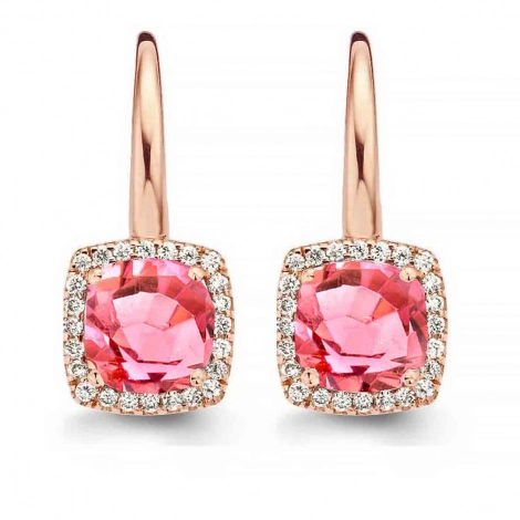 Boucles d'oreilles Tourmaline Rose et diamants - One More